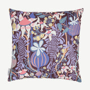 Kuddfodral 45x45 brunt, rosa, gult, lila, grönt blommigt vallmo
