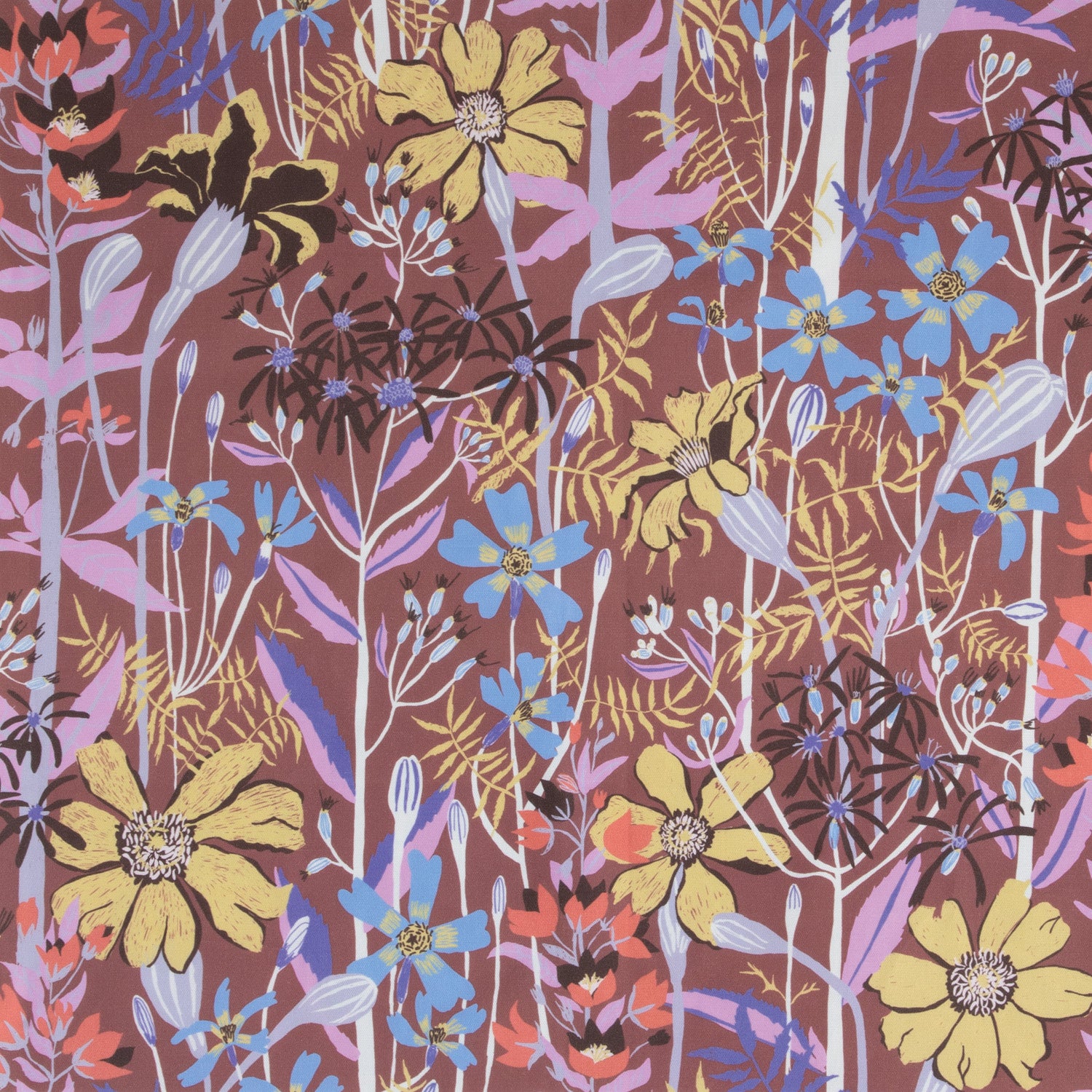 Blommönstrat tyg i 100% ekologisk bomull i mönstret Tagetes svensk design  By Ulrika G